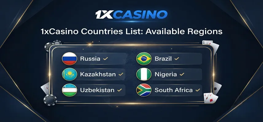 1xCasino Countries list with available regions and supported countries worldwide