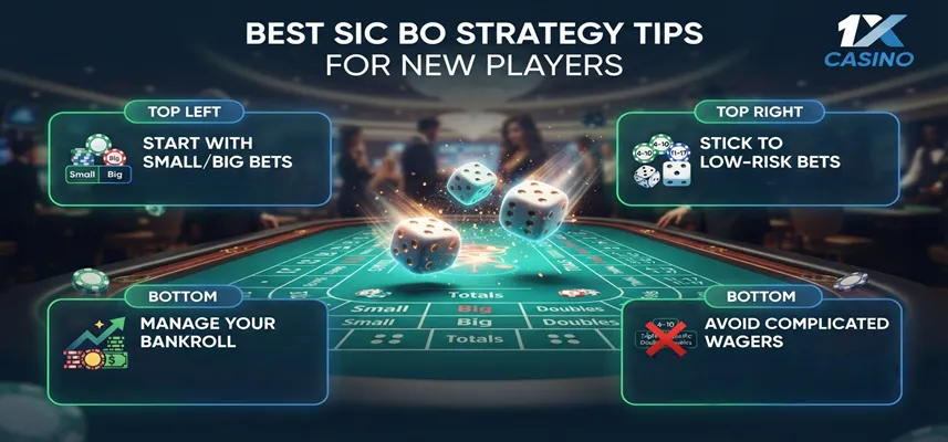 Best Sic Bo strategy tips for beginners with 1xCasino Sic Bo betting strategies