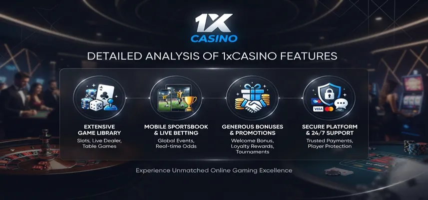 Detailed analysis of 1xCasino features including casino games, payment options, and platform tools