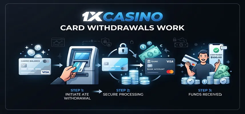 See how 1xCasino card withdrawals work and receive your winnings securely