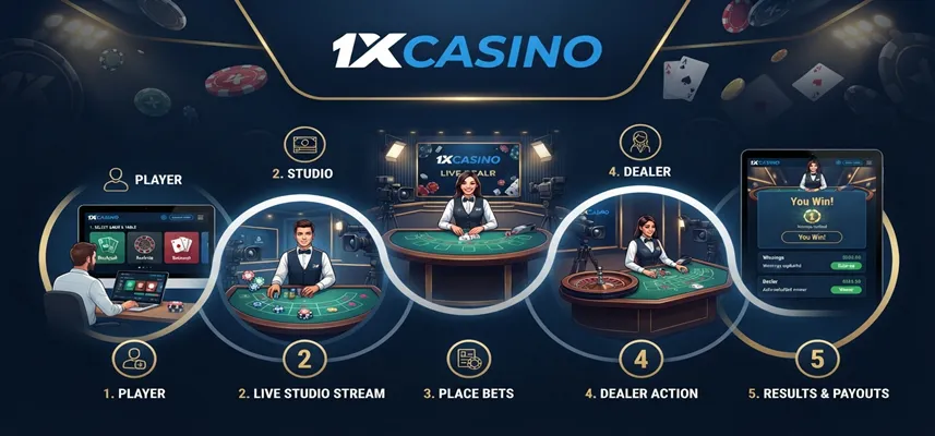 How 1xCasino Live Dealer Games work with real dealers, live tables and interactive gameplay explained