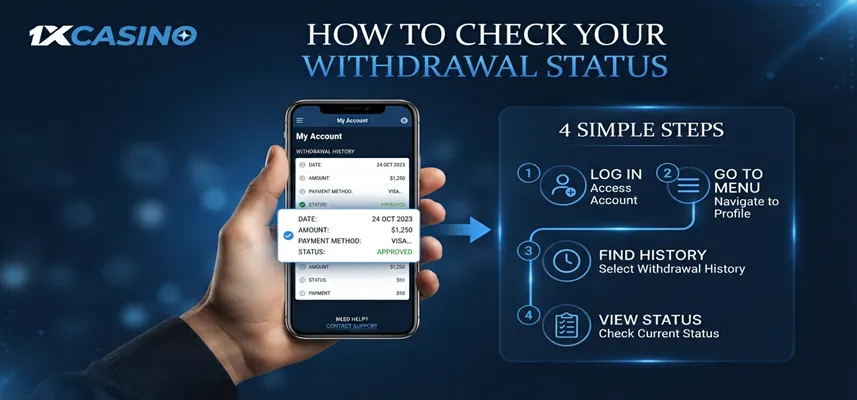 Track your 1xCasino withdrawal status, monitor payout progress, and check pending withdrawal updates.