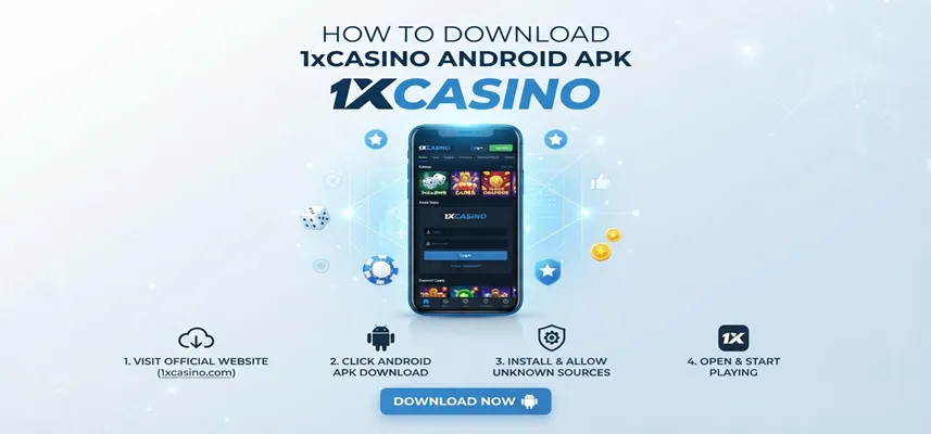 Step-by-step guide showing how to download 1xCasino Android APK for Android devices