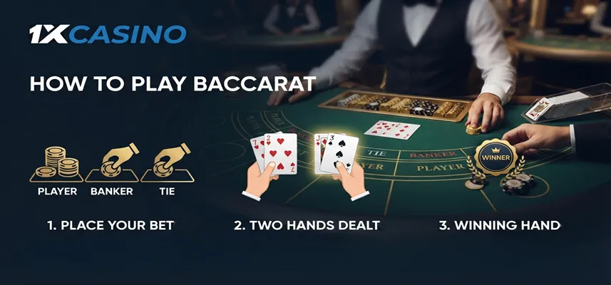 Learn how to play baccarat at 1xCasino with simple steps, clear rules, and beginner-friendly betting guidance.