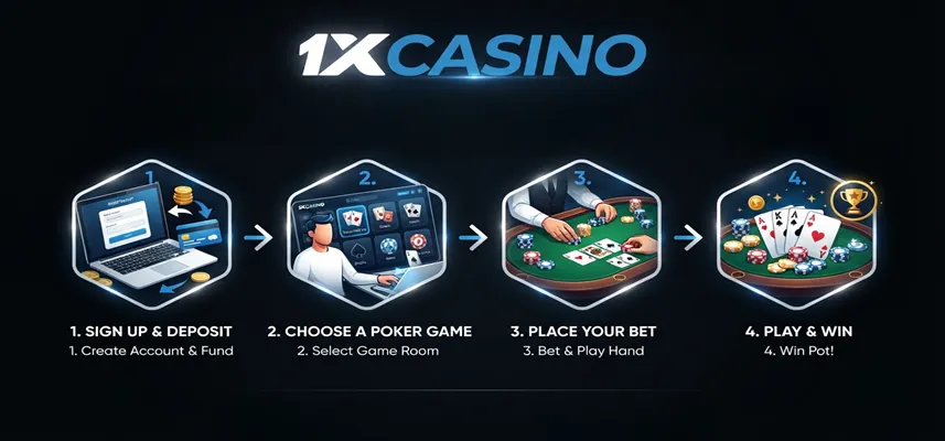 Learn how to play poker at 1xCasino with step-by-step rules, betting tips, and beginner guidance